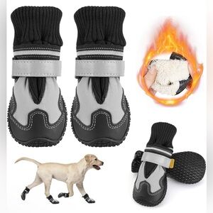 Waterproof Dog Shoes Sneakers Booties Lg & Med Dogs Paw Protector (Gray, Size 5)